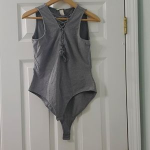 H&M Grey Lace-up Bodysuit